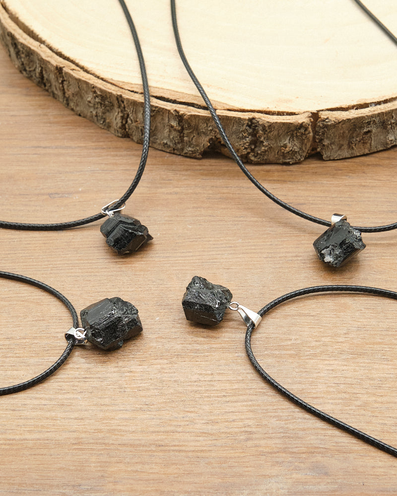 Raw Black Tourmaline Pendant Necklace