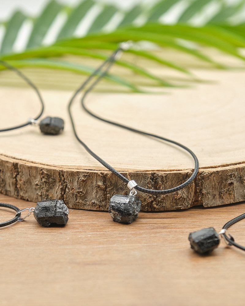 Raw Black Tourmaline Pendant Necklace