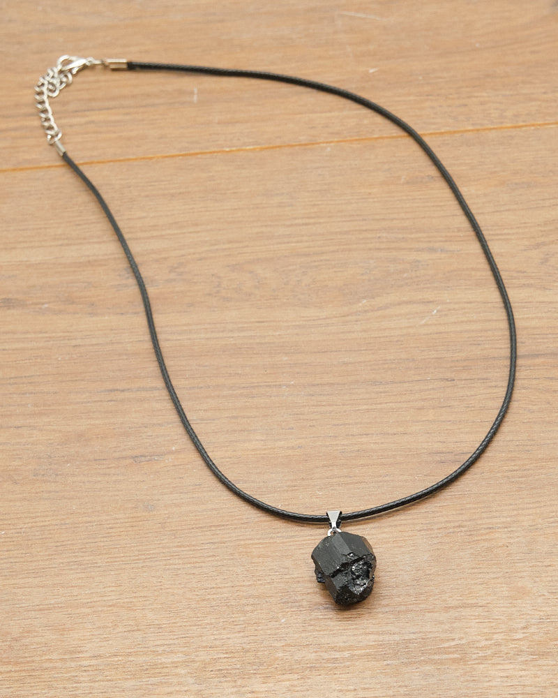 Raw Black Tourmaline Pendant Necklace