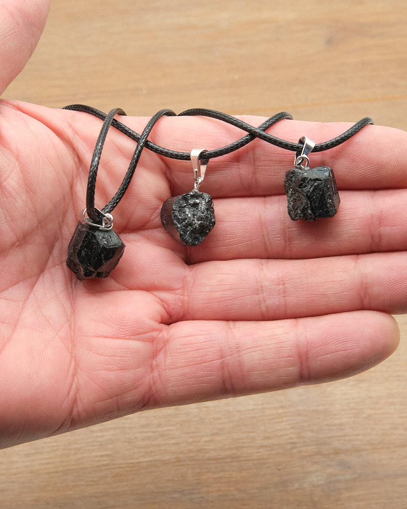 Raw Black Tourmaline Pendant Necklace