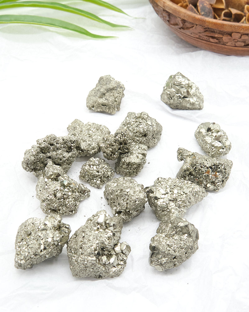 small raw gold pyrite crystal stones