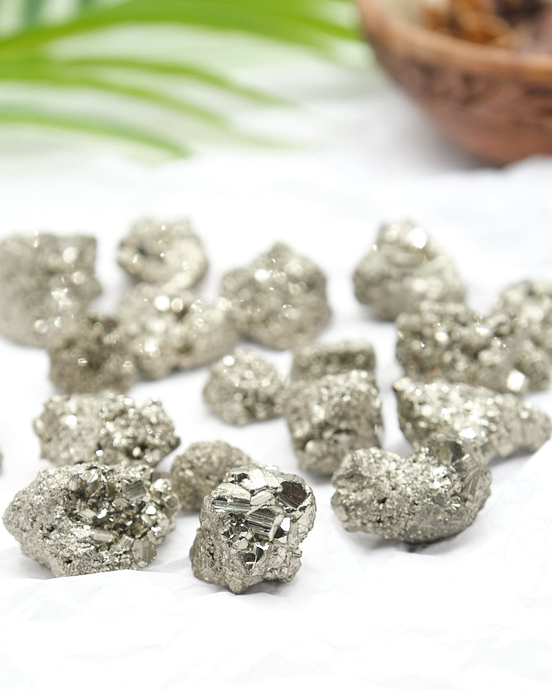 small raw gold pyrite crystal stones