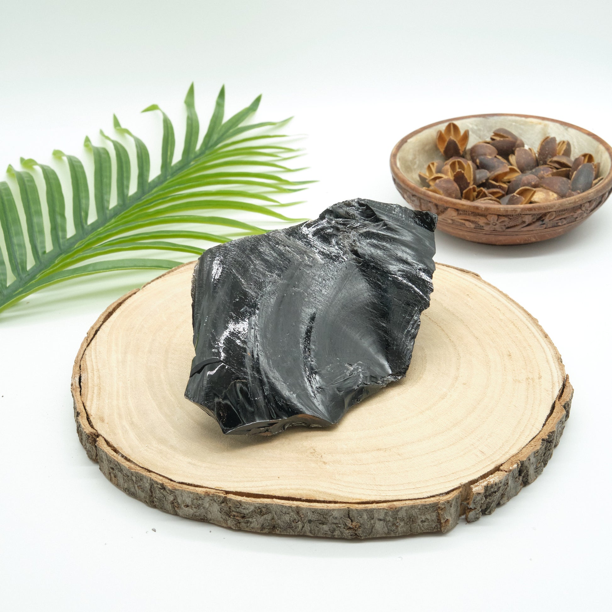 large raw black obsidian natural rock