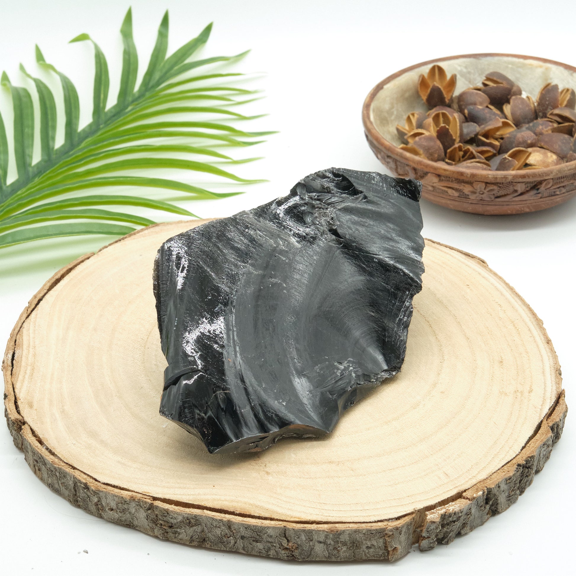 large raw black obsidian natural rock