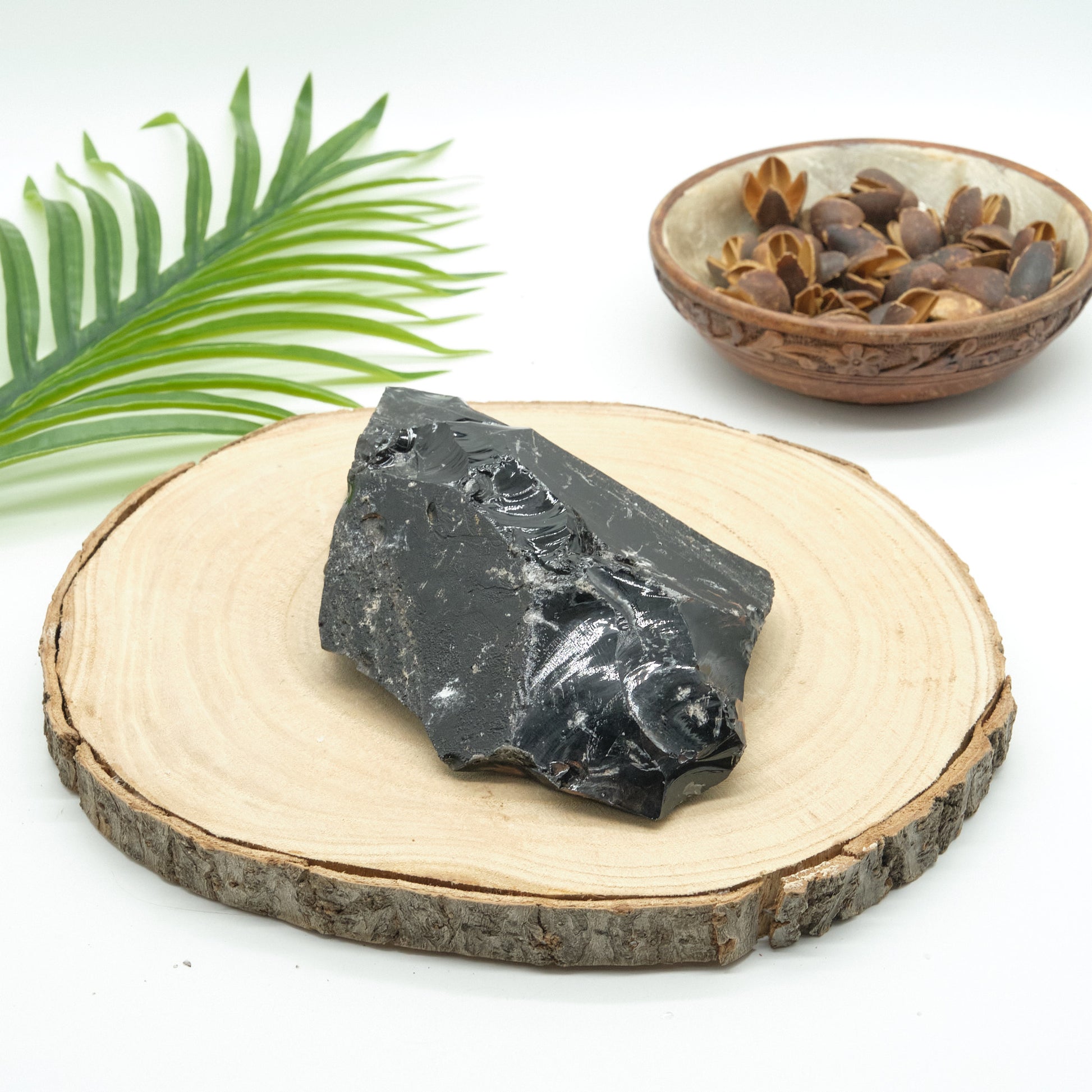 large raw black obsidian natural rock