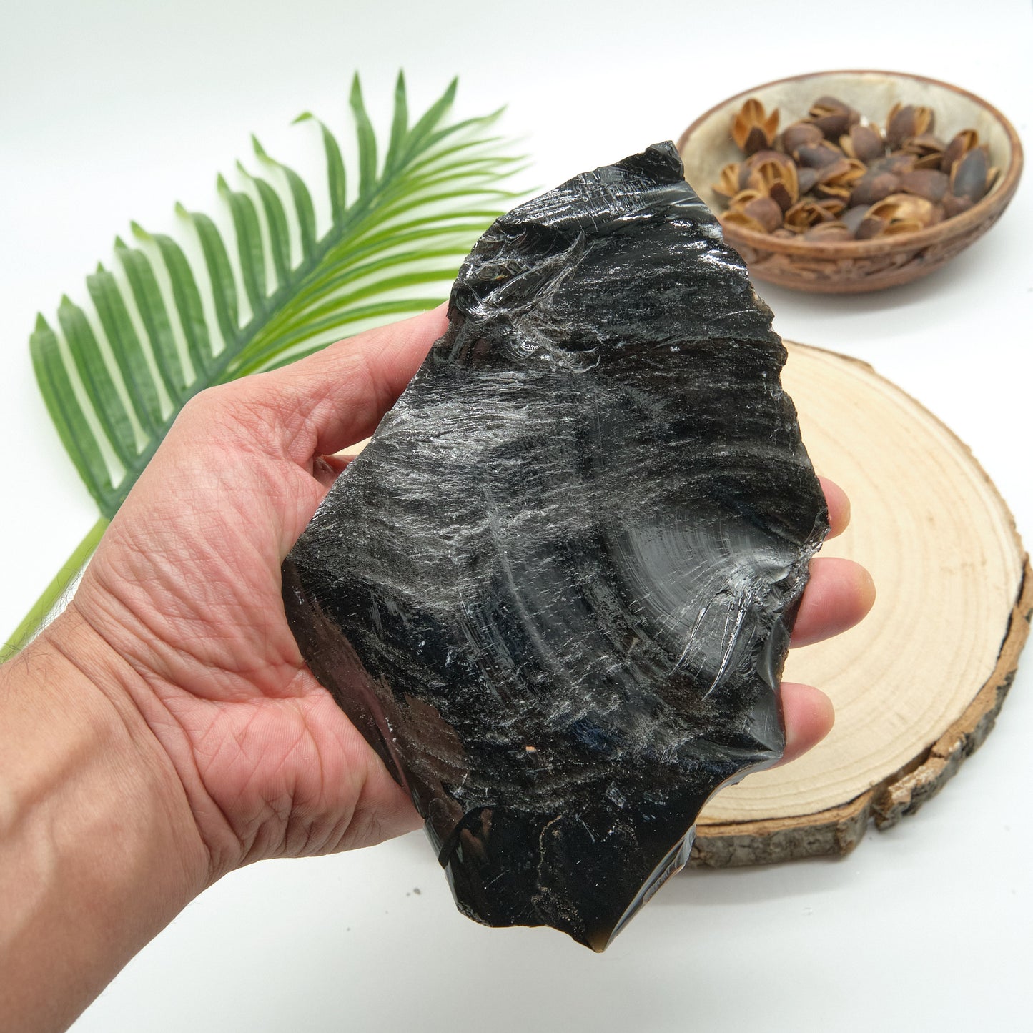 large raw black obsidian natural rock