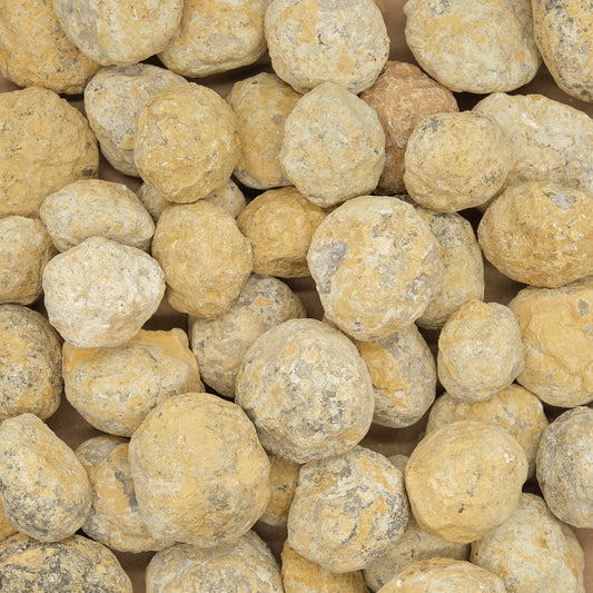 Close-up of unbroken quartz geodes