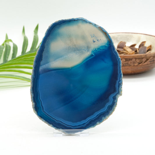 Large Blue Agate Slice With Stand 5.5 x 4 inches