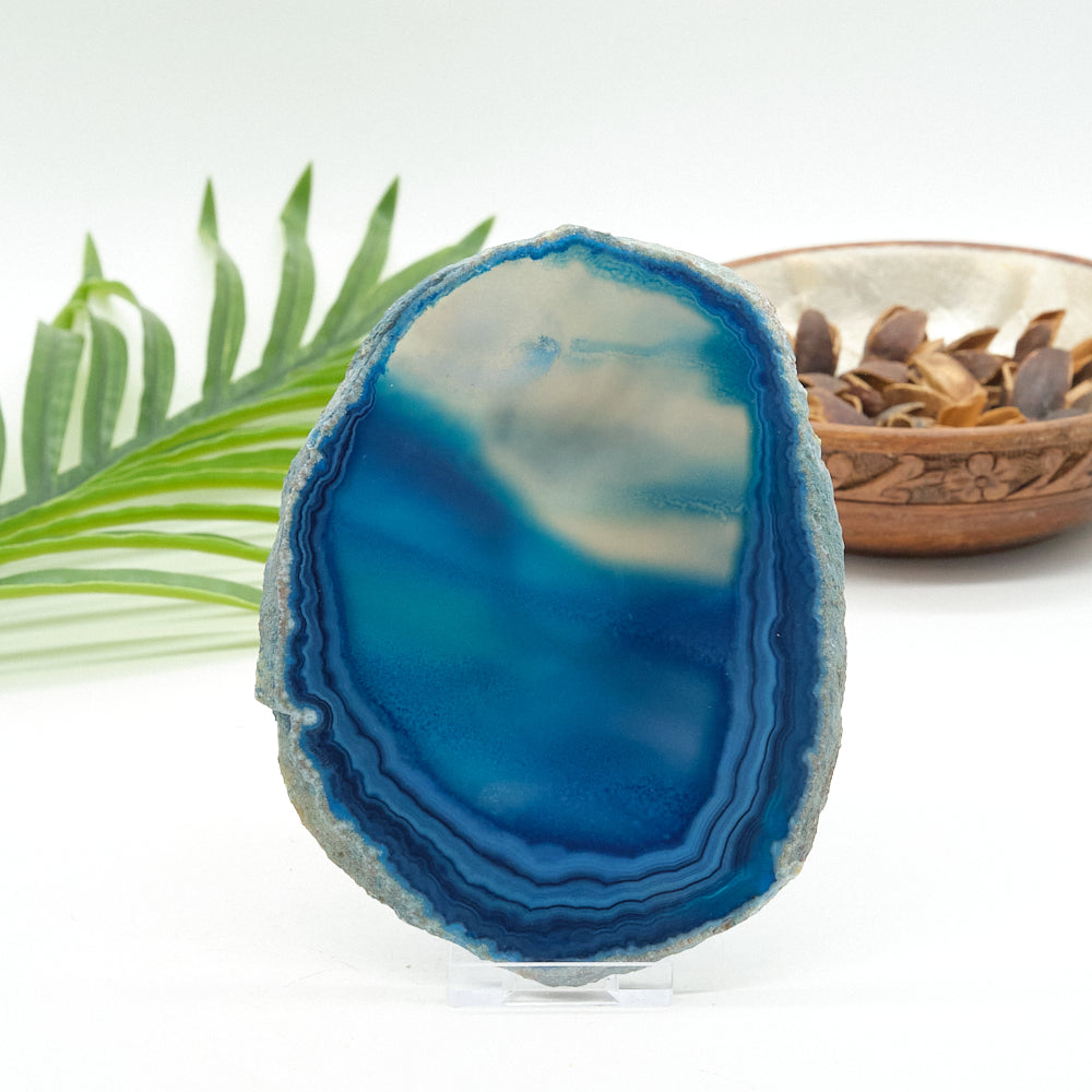 Large Blue Agate Slice With Stand 5.5 x 4 inches