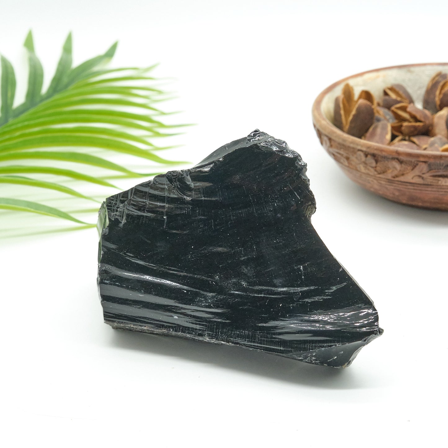 large rough black obsidian rock