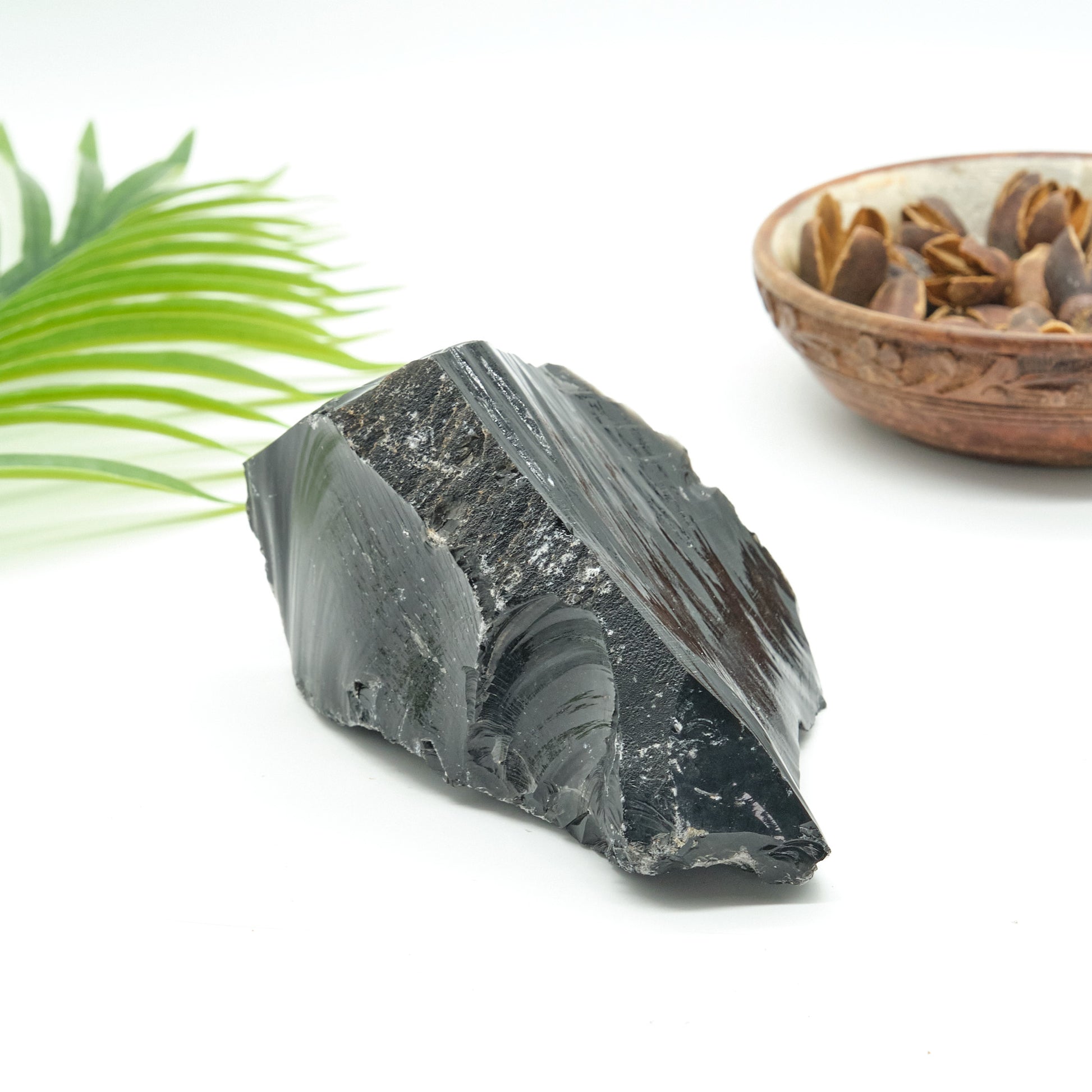 large rough black obsidian rock