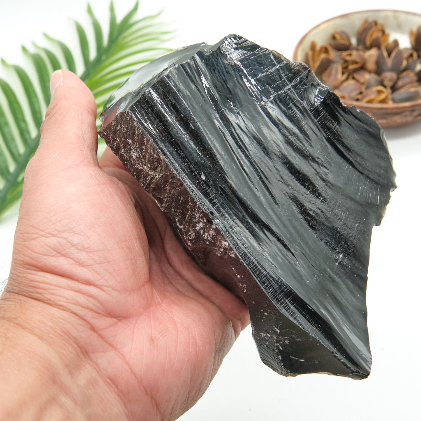 large rough black obsidian rock