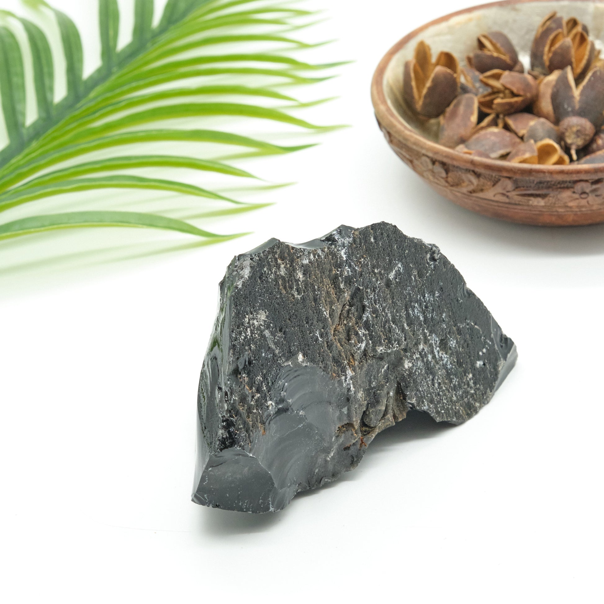 large natural raw black obsidian rough rock