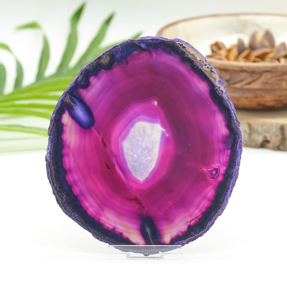 Large Purple Agate Slice With Stand 5 x 4.5 Inches