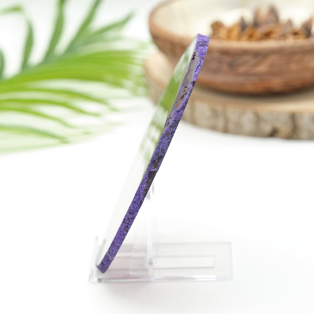 Large Purple Agate Slice With Stand 5 x 4.5 Inches