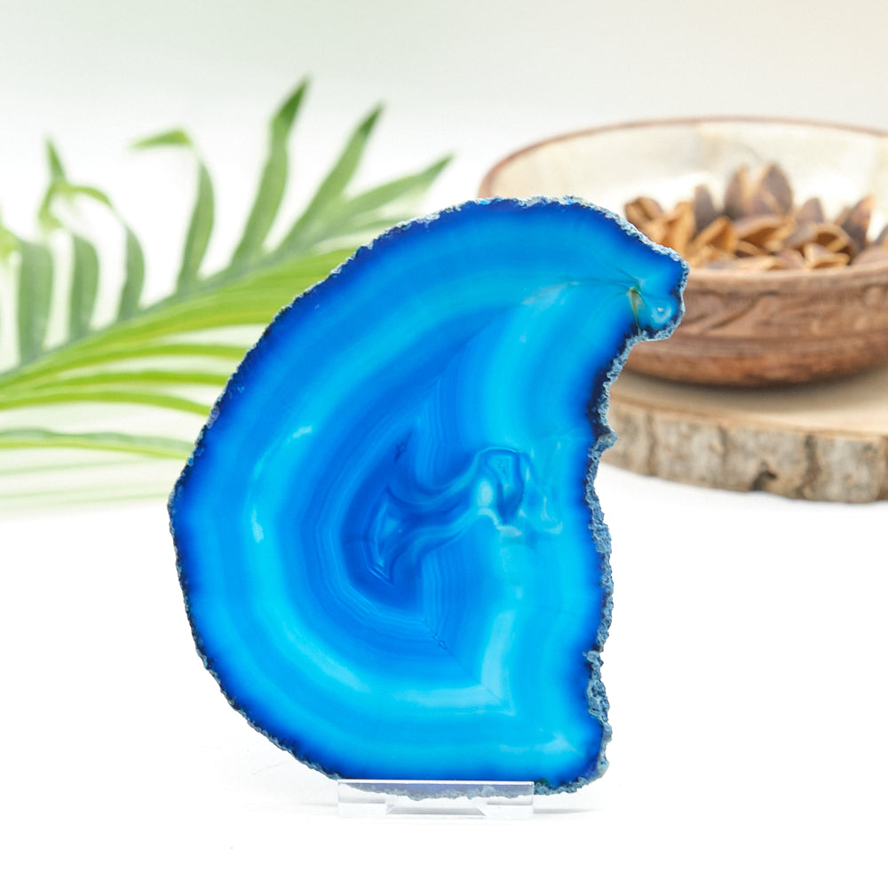 Large Blue Agate Slice With Stand 5 x 4 inch