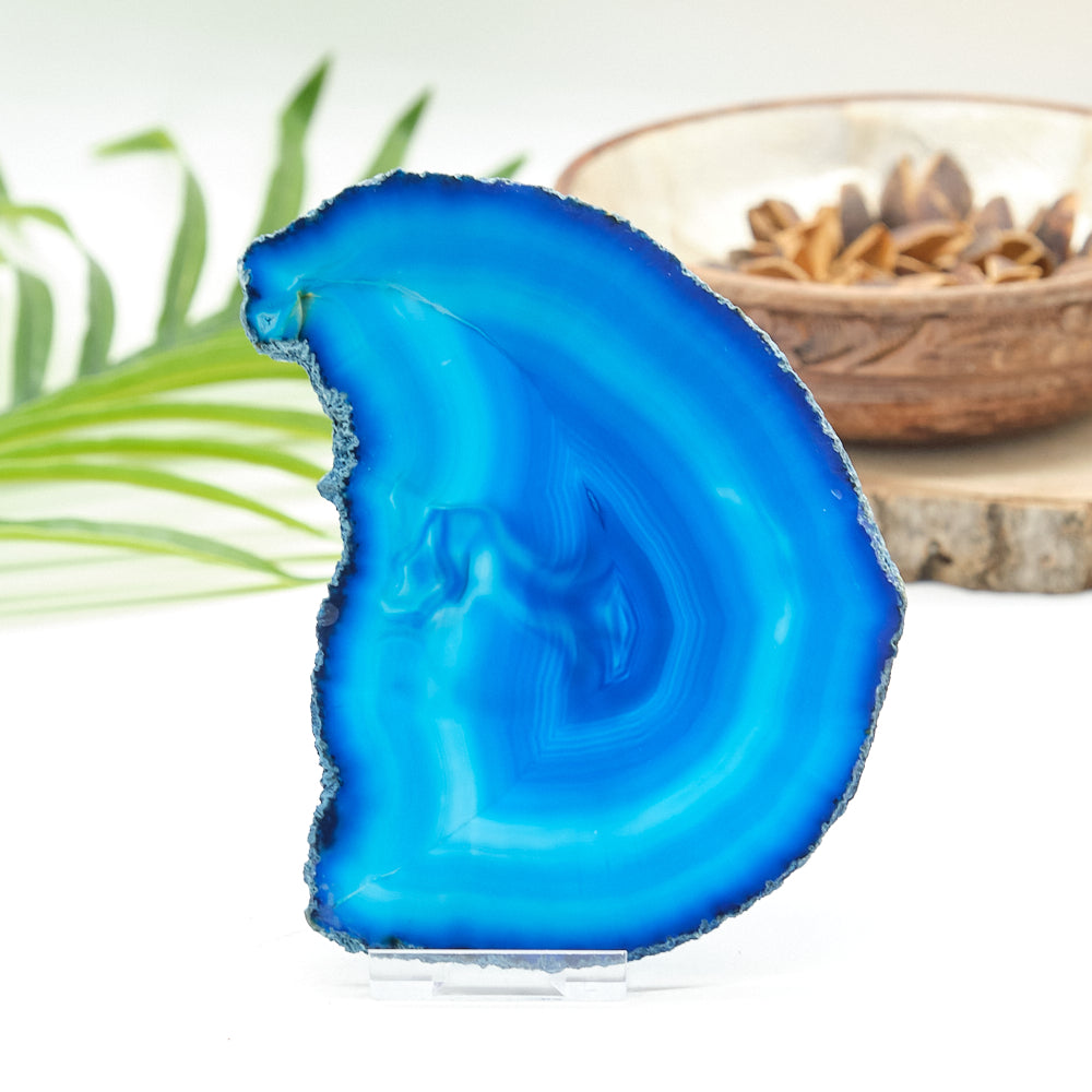 Large Blue Agate Slice With Stand 5 x 4 inch