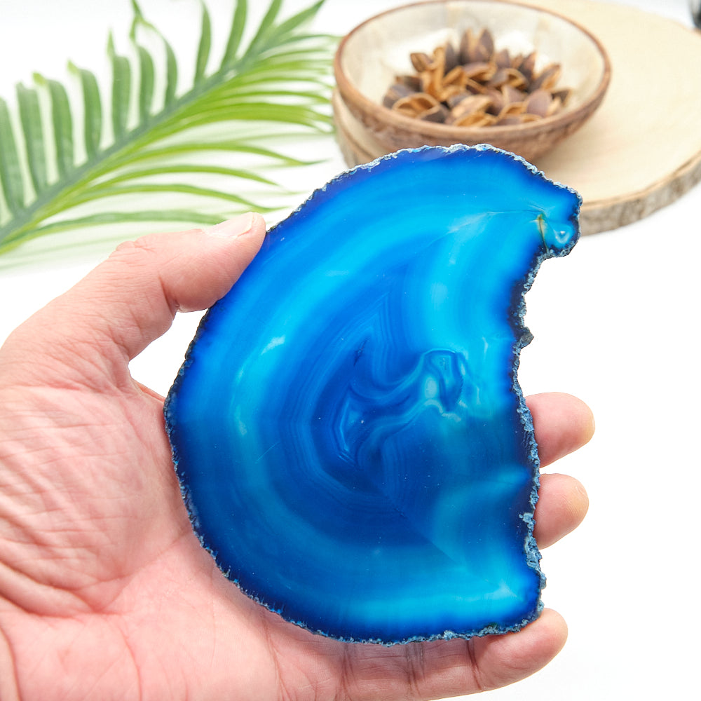 Large Blue Agate Slice With Stand 5 x 4 inch