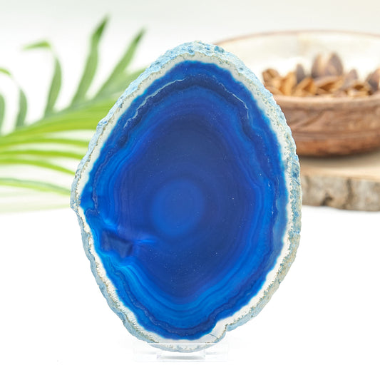 Large Blue Agate Slice With Stand 5 x 4 inches