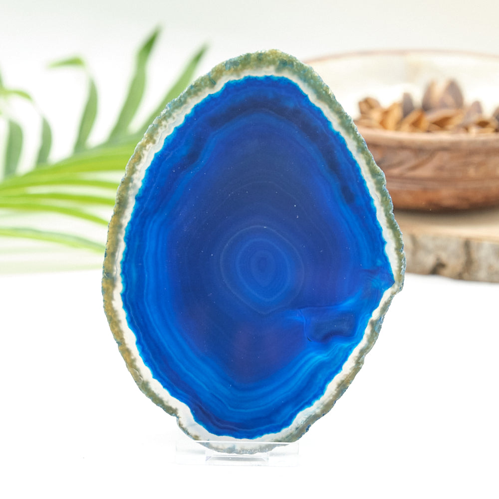 Large Blue Agate Slice With Stand 5 x 4 inches