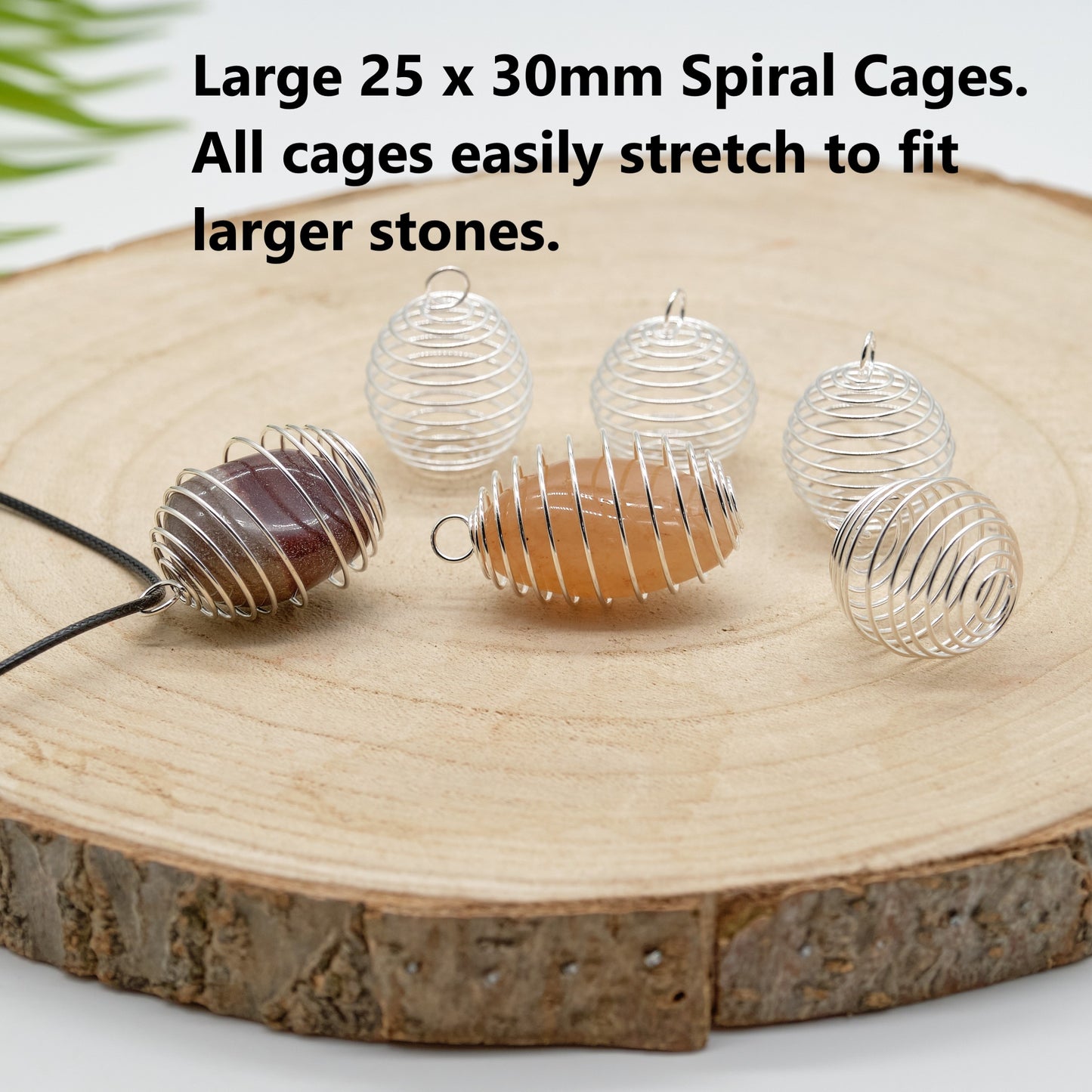 Silver Plated Spiral Cages Crystal Stone Holder  Pure Serenity Large 25 x 30mm 10 