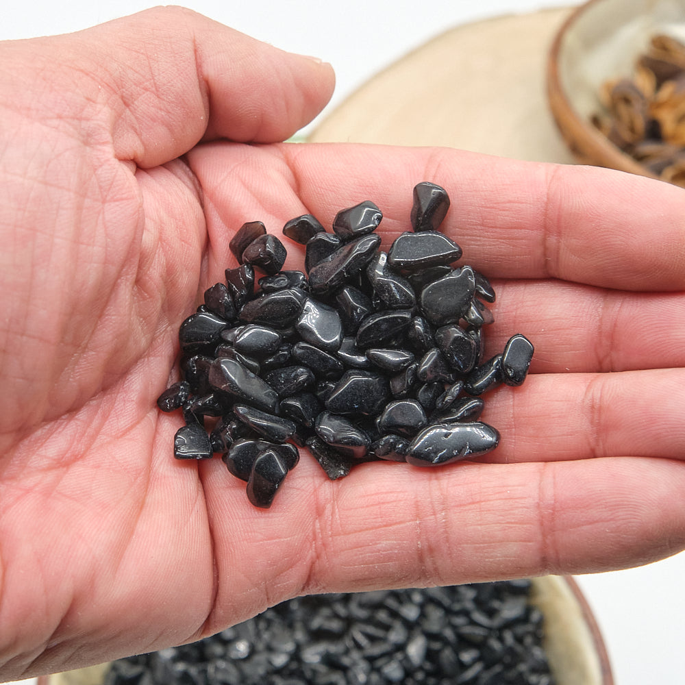 Black Obsidian Crystal Chips 2-8mm Undrilled
