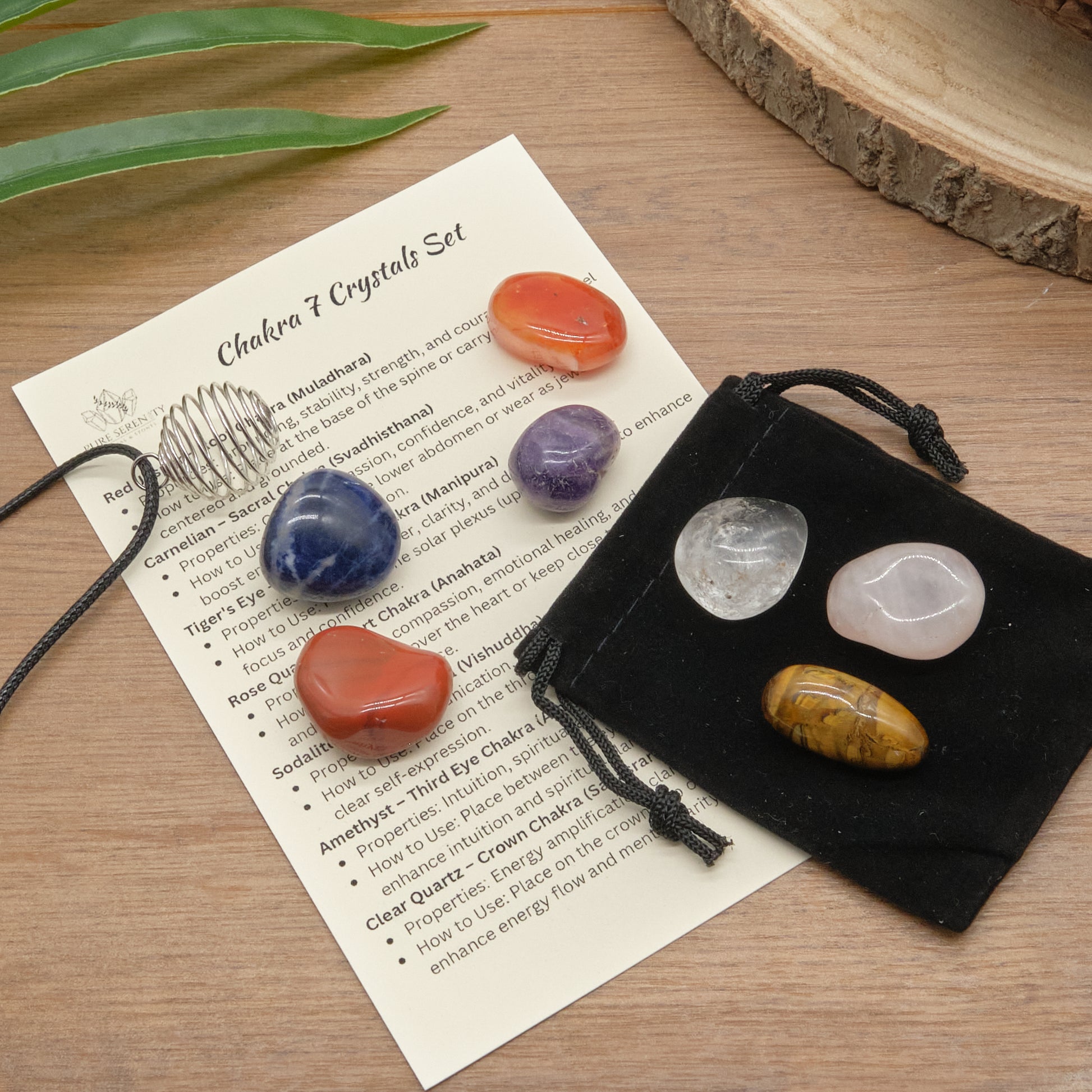 Chakra 7 Polished Gemstones Set  Pure Serenity   