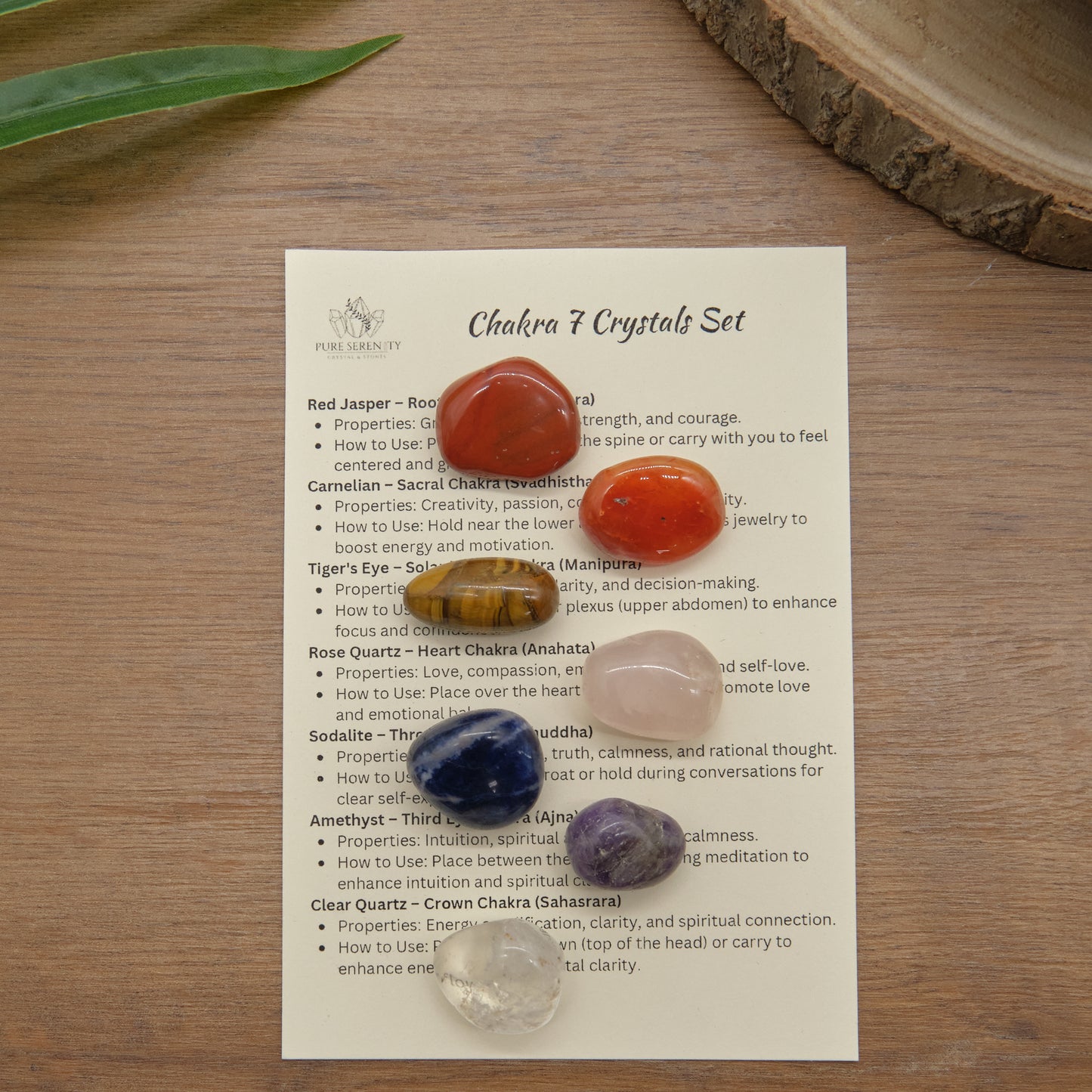 Chakra 7 Polished Gemstones Set  Pure Serenity   