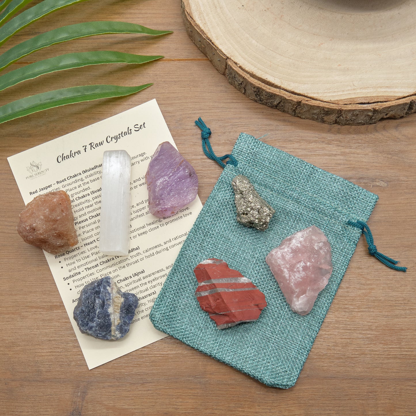 Chakra 7 Rough Stones Gift Set  Pure Serenity   