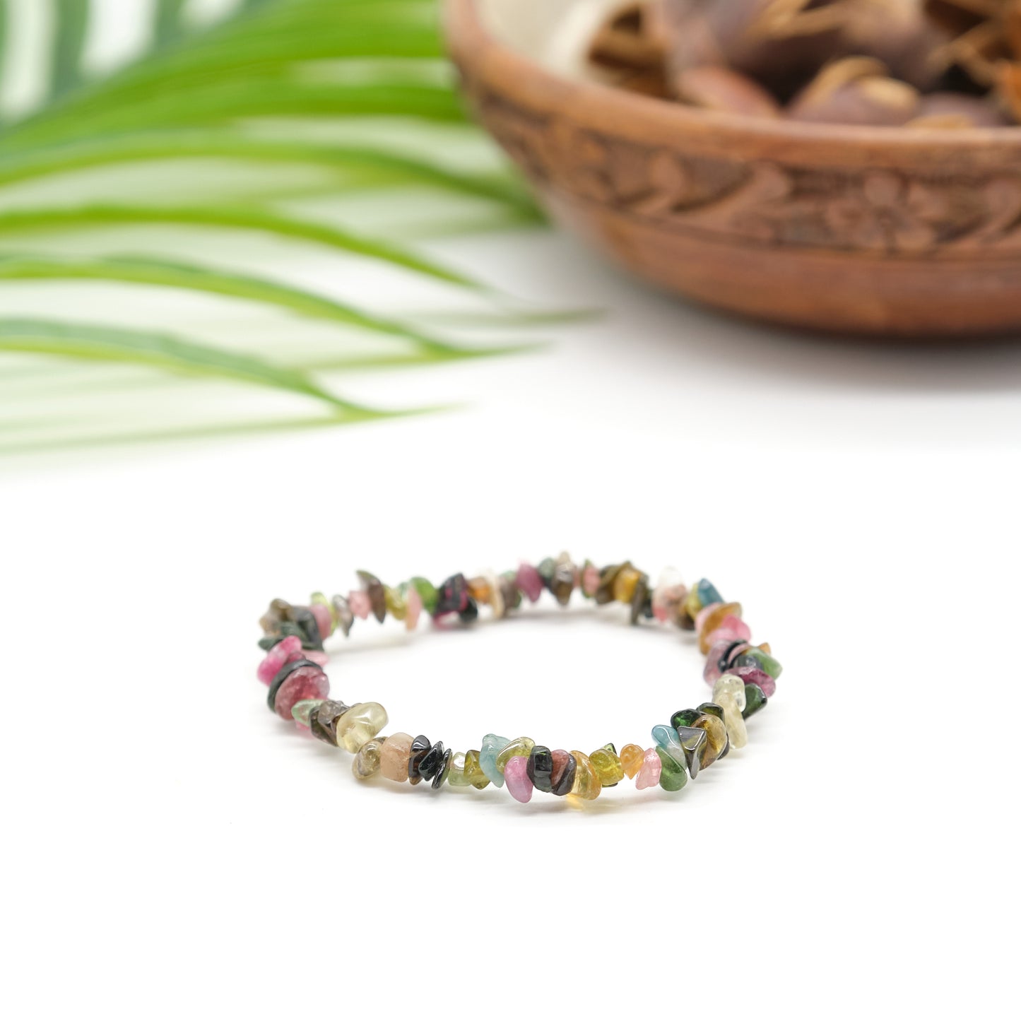 Multi Tourmaline Crystal Chip Elasticated Bracelet