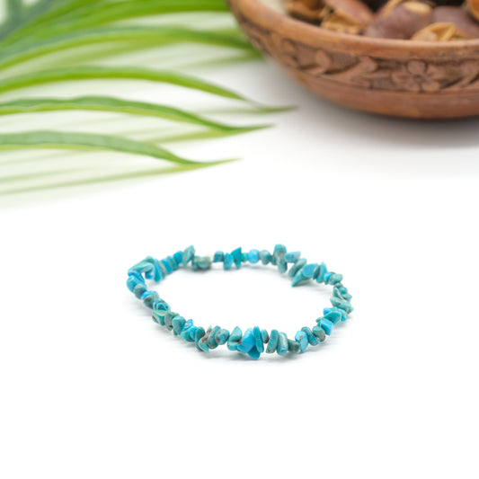 Turquoise Crystal Chip Elasticated Bracelet