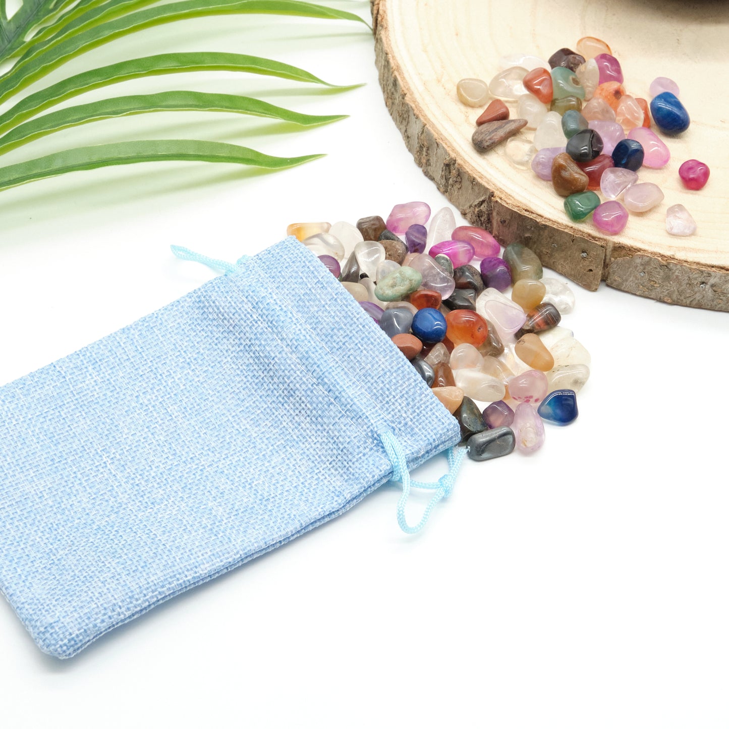 small mixed gemstones crystals in linen bag pure serenity