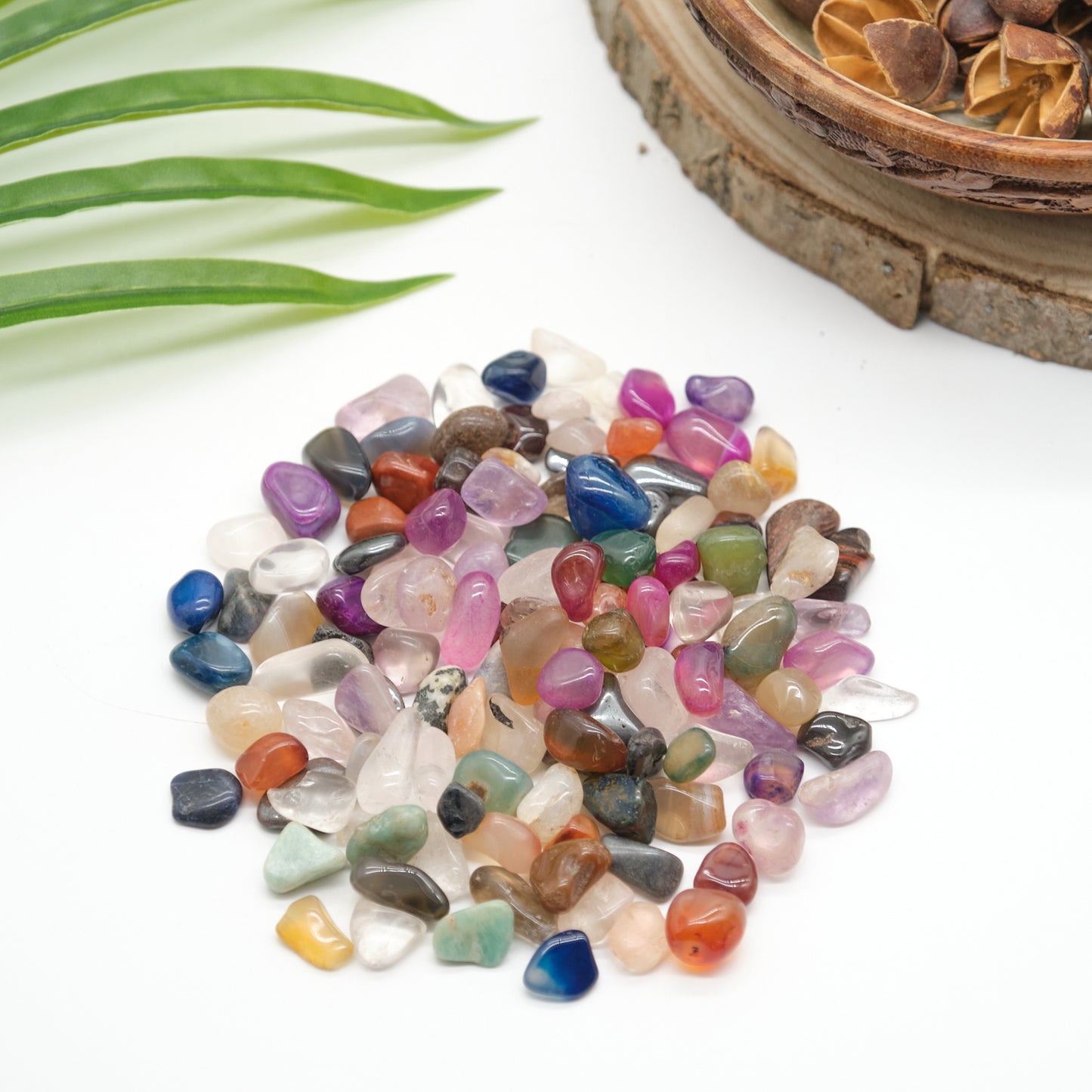 small mixed gemstones crystals in linen bag pure serenity