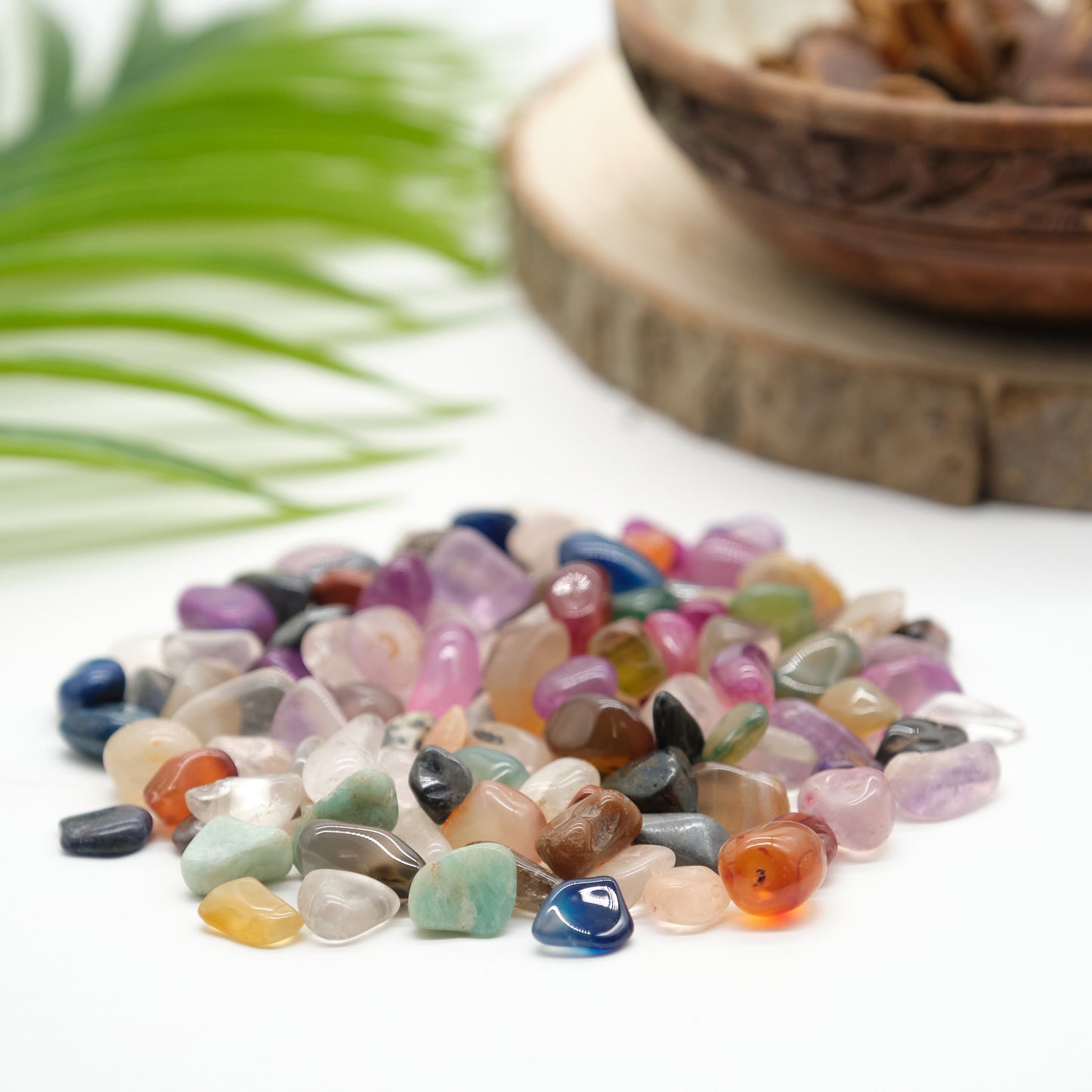 small mixed gemstones crystals in linen bag pure serenity