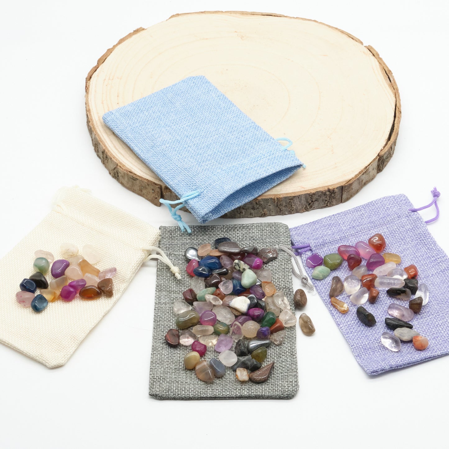 Small Mixed Gemstones In Linen Bag