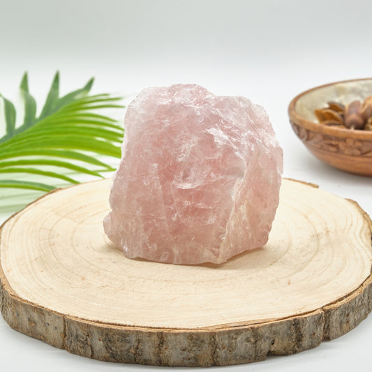 large natural pink rose quartz stone