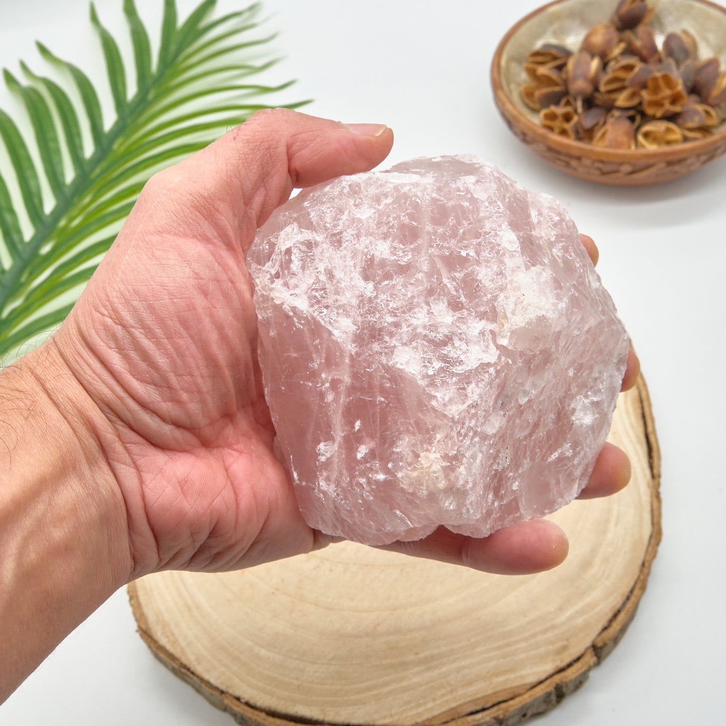 large raw rose quartz chunk