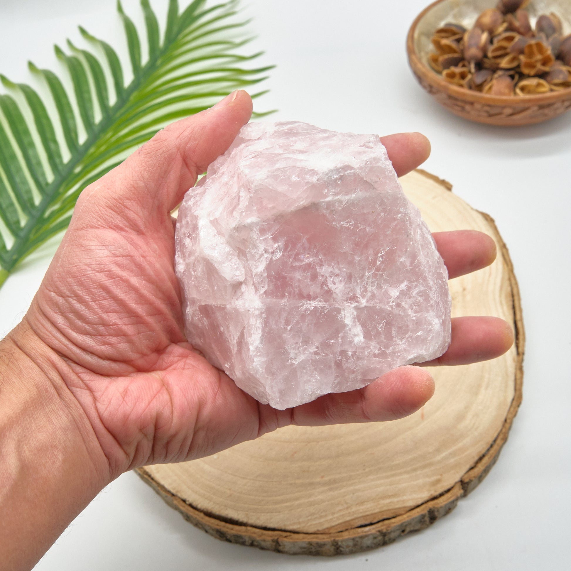 large rough rose quartz rock pink crystal chunk