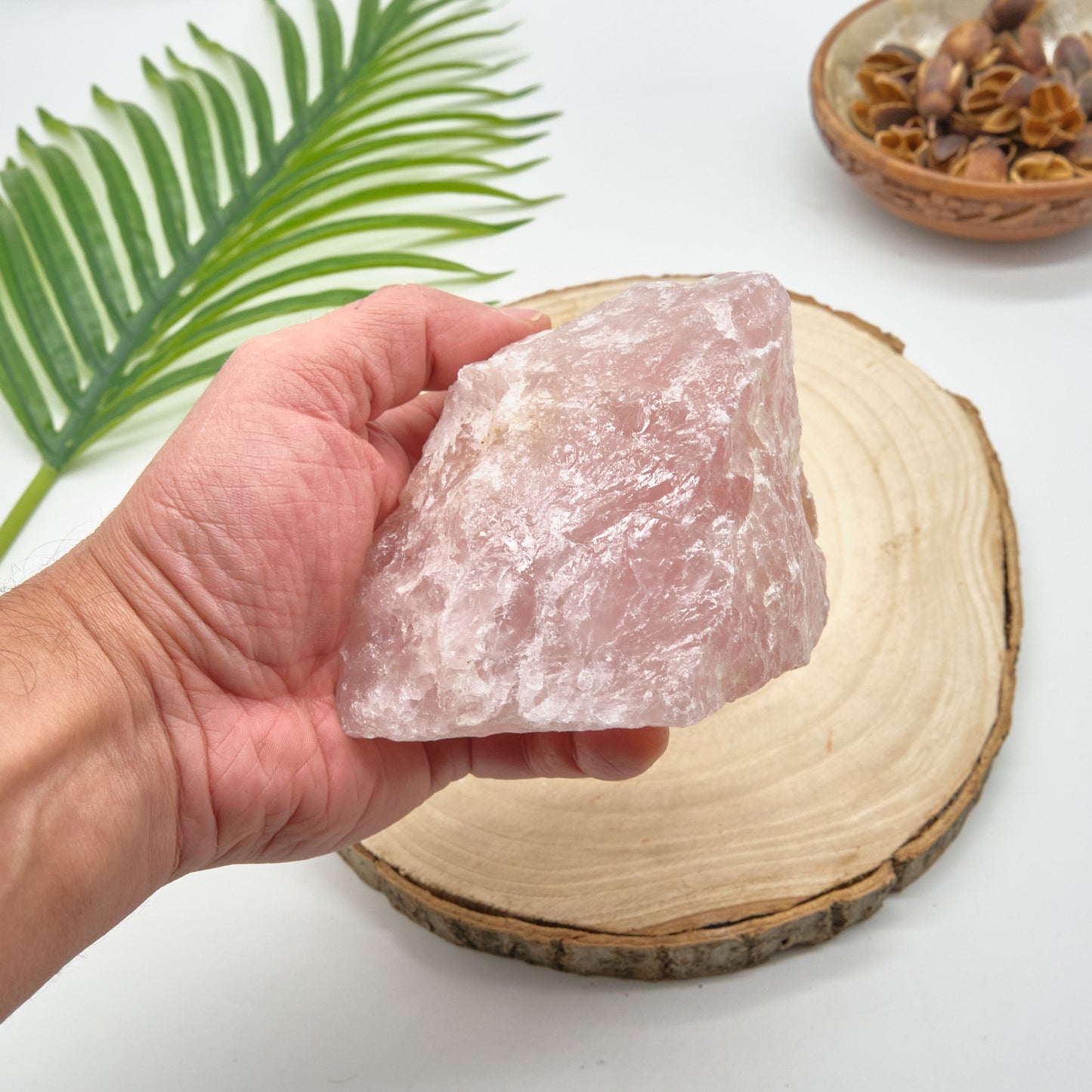 large natural raw rose quartz pink rock 