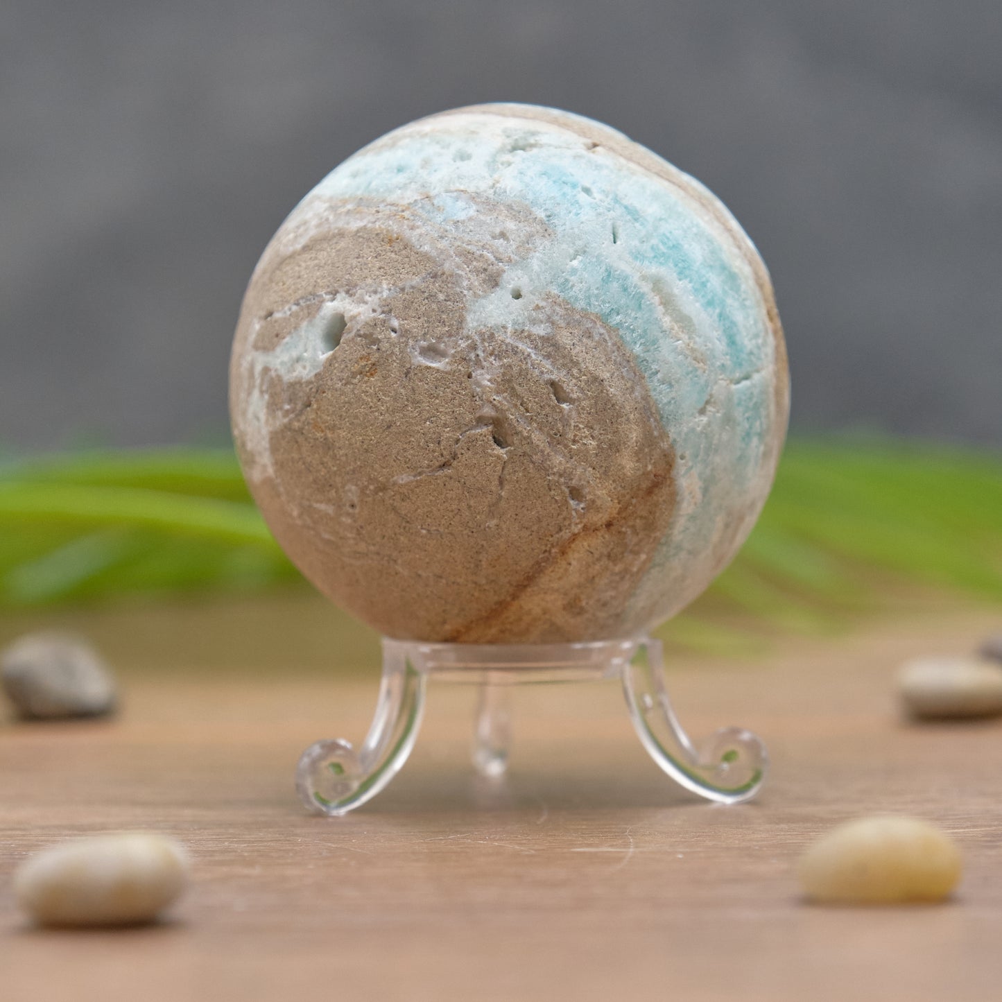 blue aragonite crystal ball sphere