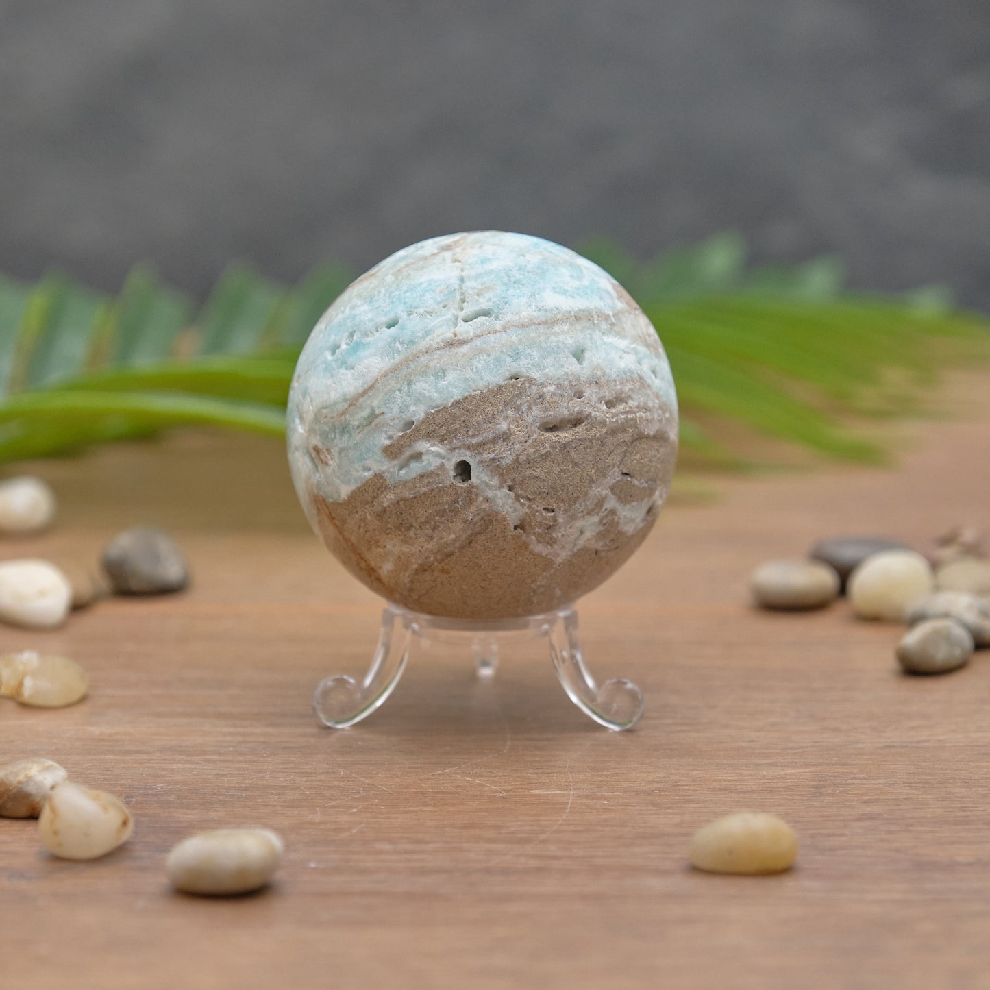 blue aragonite crystal ball sphere