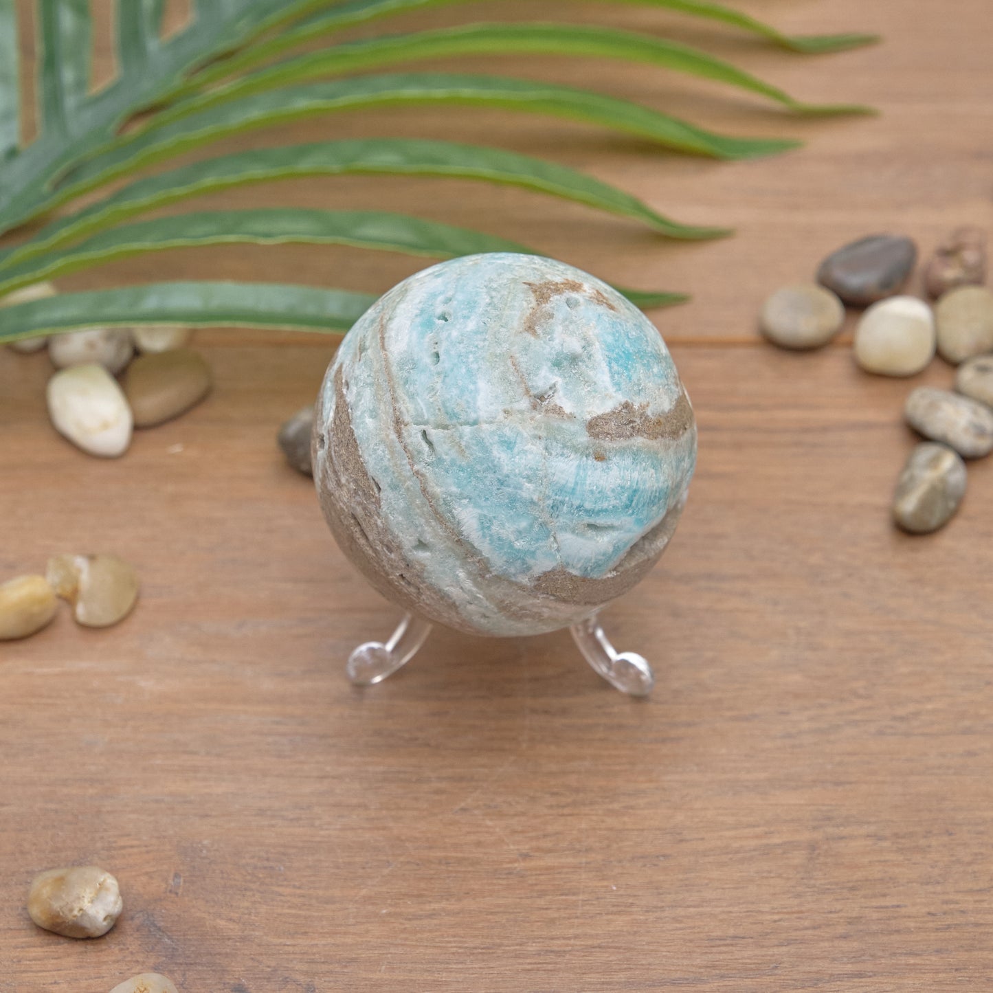 blue aragonite crystal ball sphere