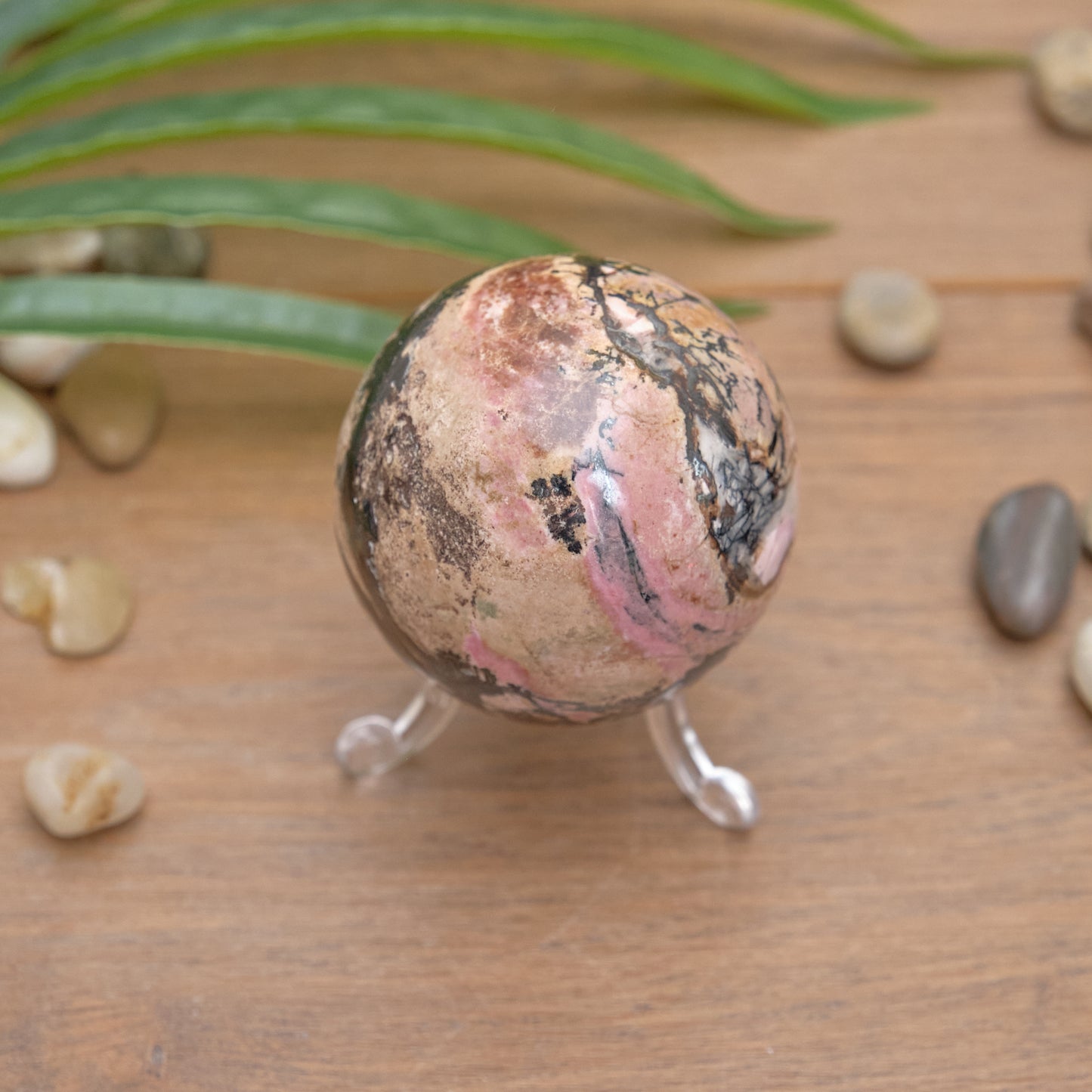 rhodonite pink sphere crystal ball