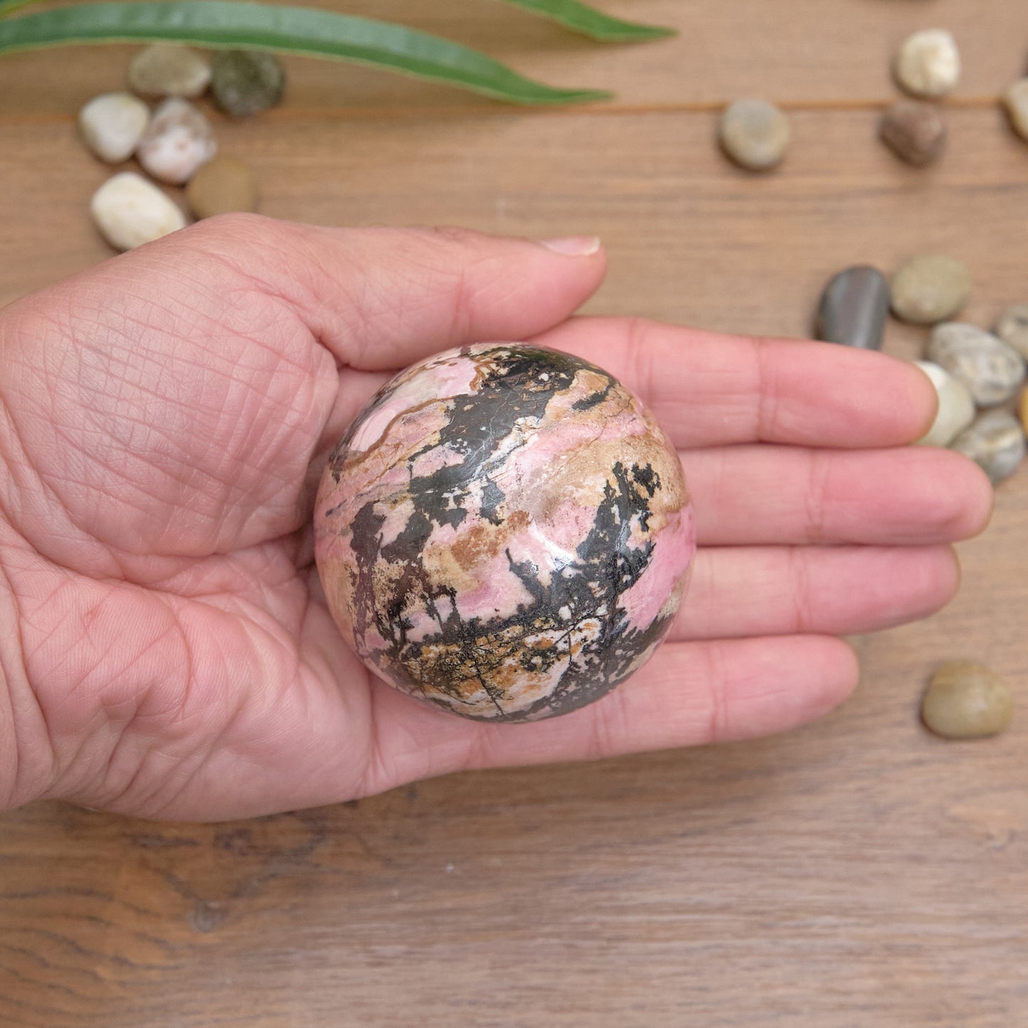 rhodonite pink sphere crystal ball