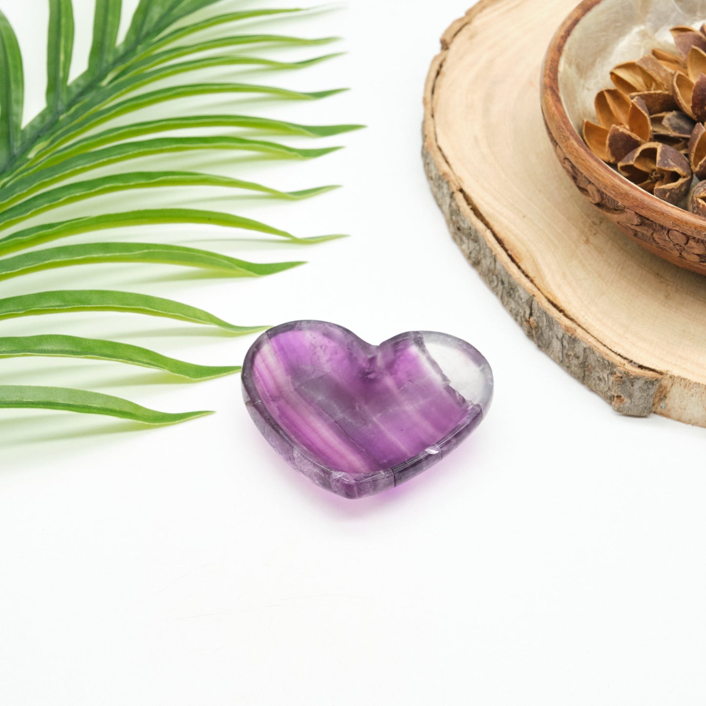 Fluorite Heart Bowl Purple Carved Crystal