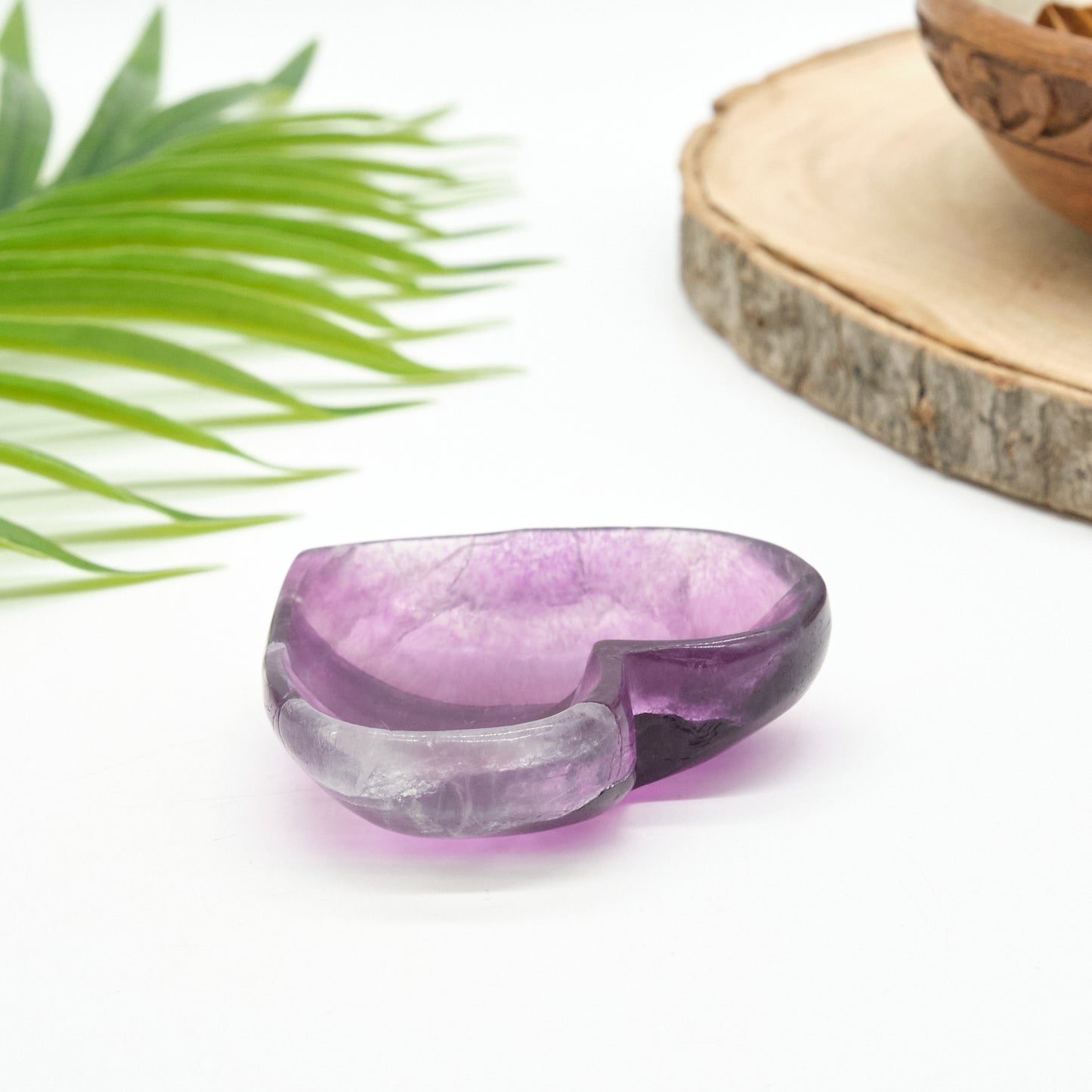 Fluorite Heart Bowl Purple Carved Crystal