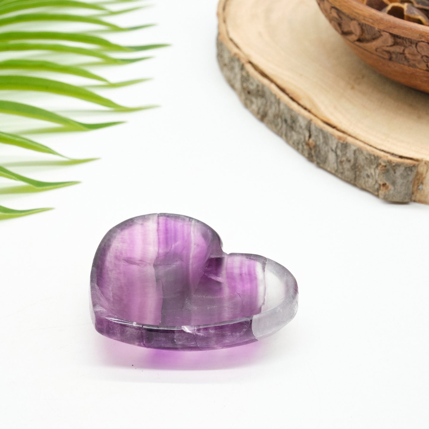 Fluorite Heart Bowl Purple Carved Crystal