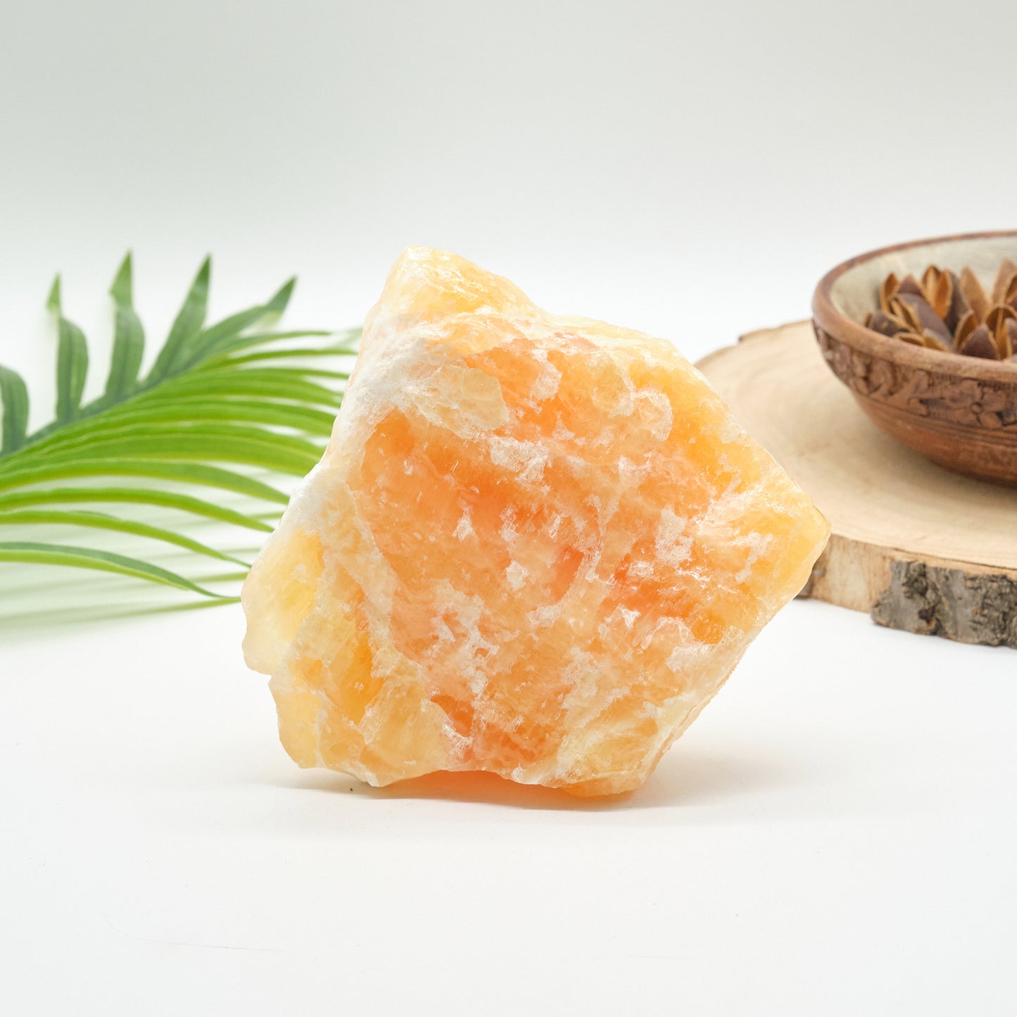 large raw orange calcite rock