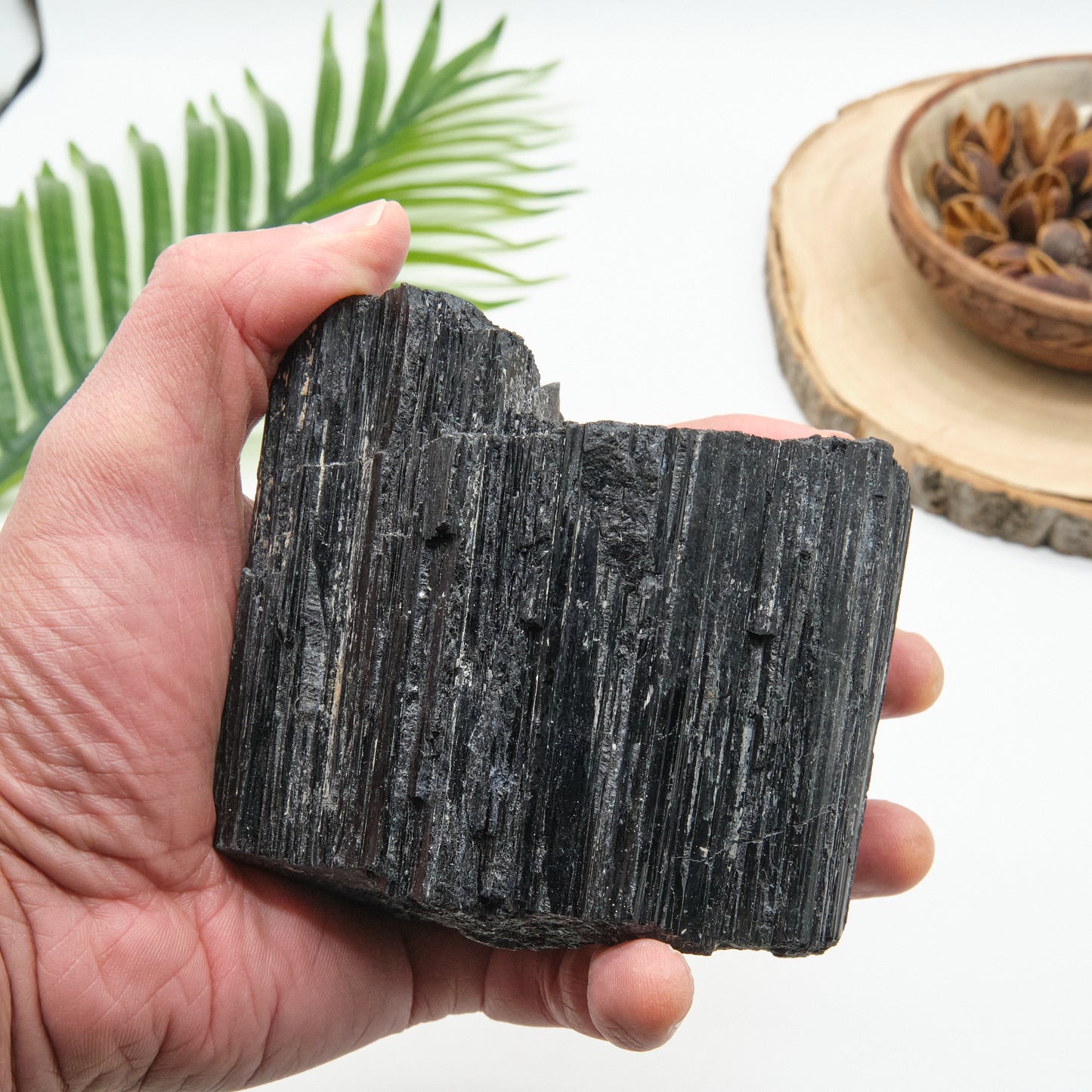 large rough black tourmaline natural rock 