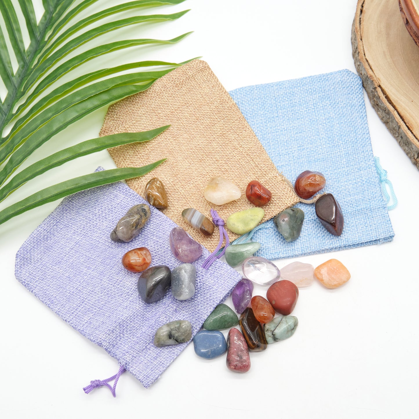 25 Mixed Crystal Stones Set with Linen Bag